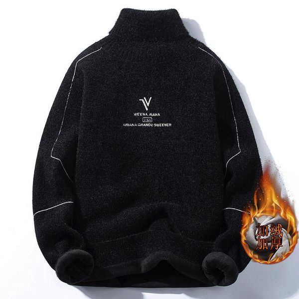 men's sweaters mens clothing winter plus fleece pullover turtleneck sweater men knitted clothes, White;black
men's sweaters mens clothing winter plus fleece pullover turtleneck sweater men knitted clothes, White;black