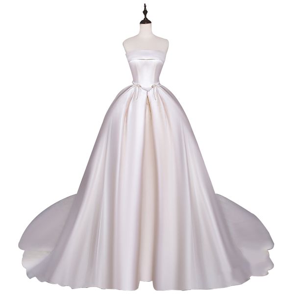 satin simple wedding dresses ball gown with bows robe de mariee with court train wedding gowns bride dress, White
satin simple wedding dresses ball gown with bows robe de mariee with court train wedding gowns bride dress, White
