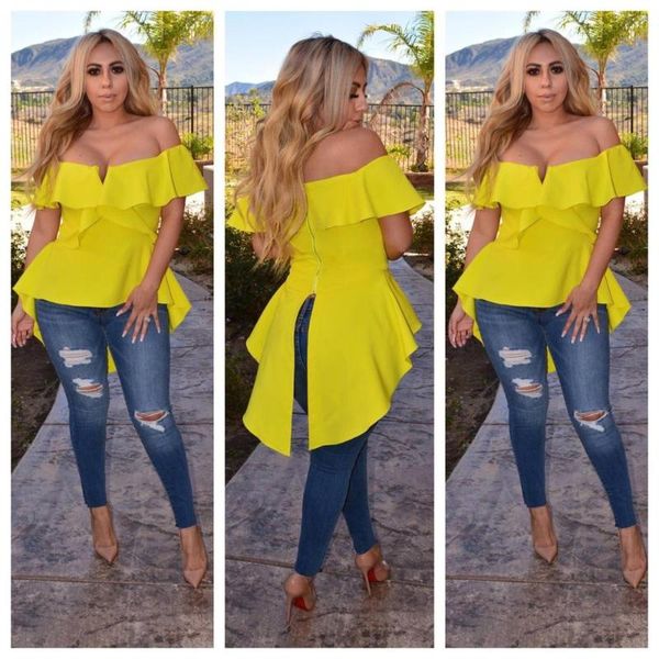 women's blouses & shirts off-shoulder irregular for women office ladies clothing elegant slash neck ruffle, White
women's blouses & shirts off-shoulder irregular for women office ladies clothing elegant slash neck ruffle, White