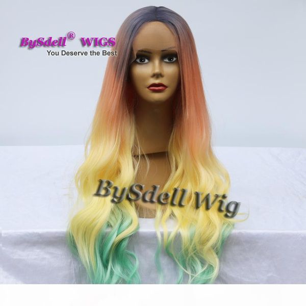 amazing unicorn mermaid hair wig synthetic dark root ombre yellow green color loose wave lace front wigs for women, Black
amazing unicorn mermaid hair wig synthetic dark root ombre yellow green color loose wave lace front wigs for women, Black