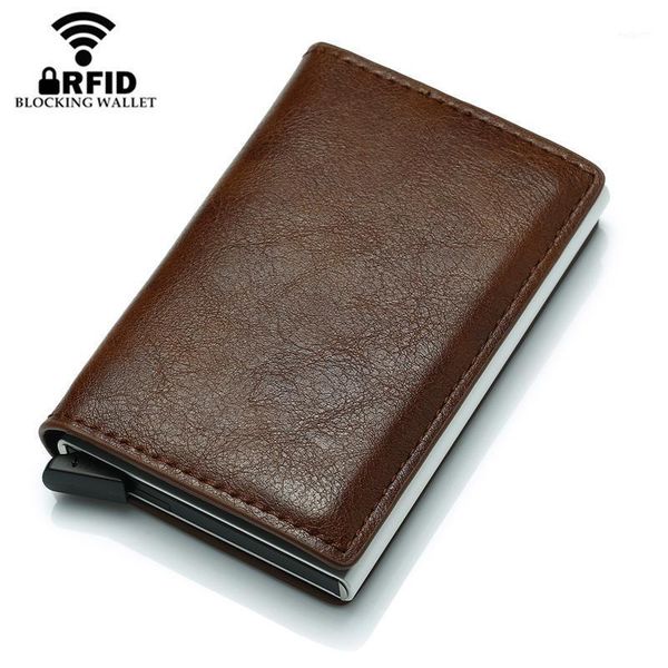card holders bycobecy holder casual slim mini wallet rfid metal aluminum pu leather purse business case for travel unisex1, Brown;gray
card holders bycobecy holder casual slim mini wallet rfid metal aluminum pu leather purse business case for travel unisex1, Brown;gray