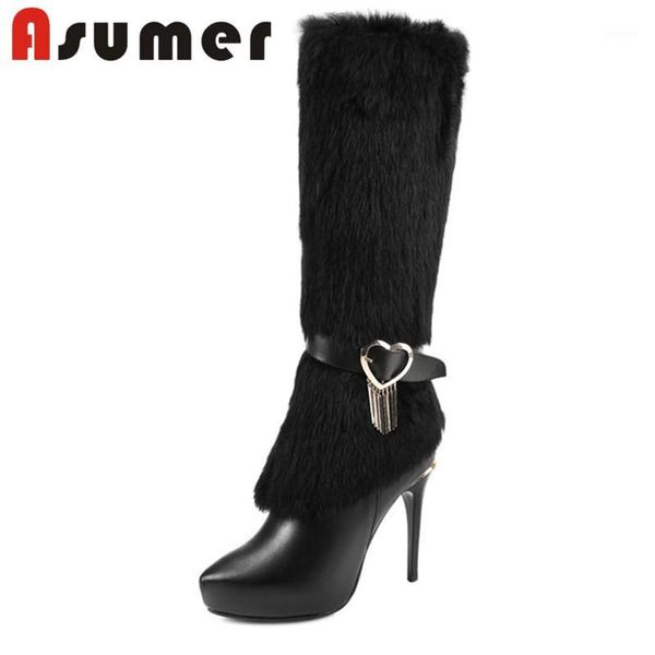 boots asumer 2021 fashion knee high winter solid pointed toe heels women's genuine leather size34-391, Black
boots asumer 2021 fashion knee high winter solid pointed toe heels women's genuine leather size34-391, Black