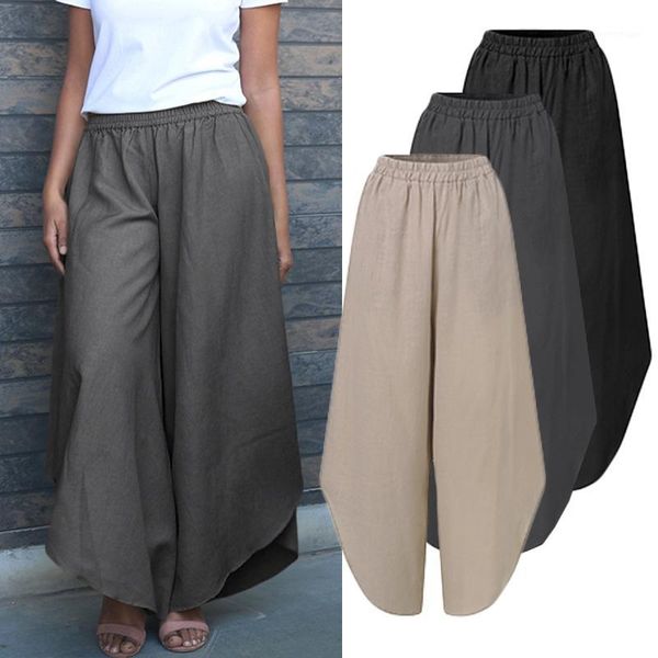 women's pants & capris 2021 celmia women wide leg asymmetric fashion trousers vintage high elastic waist long palazzo casual loose s-5x, Black;white
women's pants & capris 2021 celmia women wide leg asymmetric fashion trousers vintage high elastic waist long palazzo casual loose s-5x, Black;white