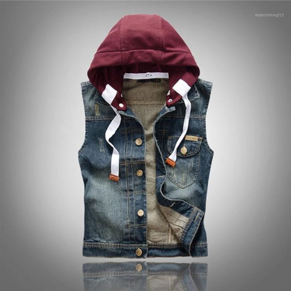 men's vests mens denim vest sleeveless jacket hooded waistcoat casual jeans youth short design1, Black;white
men's vests mens denim vest sleeveless jacket hooded waistcoat casual jeans youth short design1, Black;white