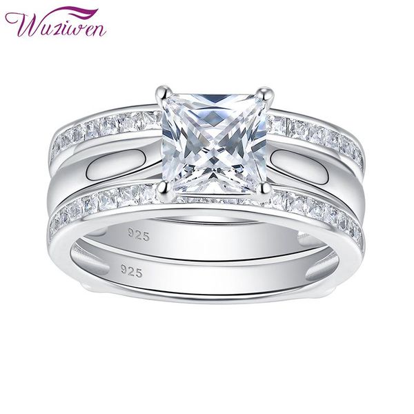 cluster rings wuziwen 2 pieces 925 sterling silver wedding engagement for women solitaire princess cut eternity guard band zircons, Golden;silver
cluster rings wuziwen 2 pieces 925 sterling silver wedding engagement for women solitaire princess cut eternity guard band zircons, Golden;silver