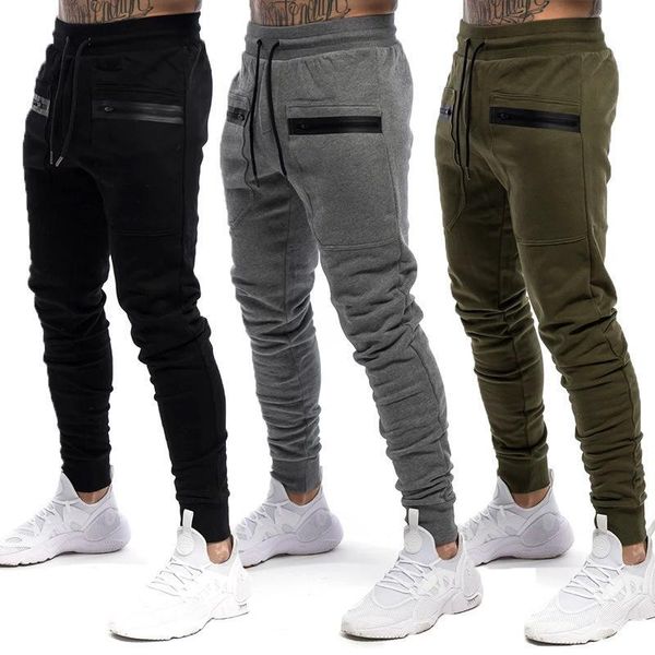 2020 men's casual zipper pocket pants, Black