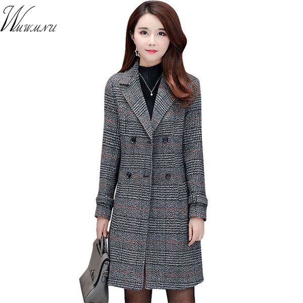 fashion warm woolen blends female elegant double breasted woolen coat women plaid long outerwear 2020 winter new clothing lj201128, Black
fashion warm woolen blends female elegant double breasted woolen coat women plaid long outerwear 2020 winter new clothing lj201128, Black