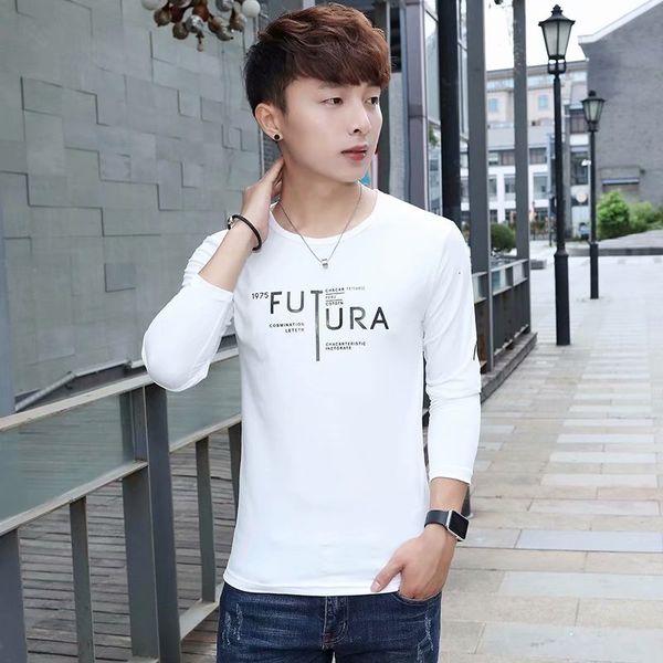 autumn new korean men's long sleeve round neck slim fitting t-shirt bottom coat fashion young student top, White;black
autumn new korean men's long sleeve round neck slim fitting t-shirt bottom coat fashion young student top, White;black