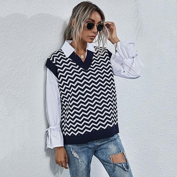 women's vests 2021 spring autumn women vest v neck sleeveless geometric vintage knit sweater brief office lady waistcoat blue woman, Black;white
women's vests 2021 spring autumn women vest v neck sleeveless geometric vintage knit sweater brief office lady waistcoat blue woman, Black;white