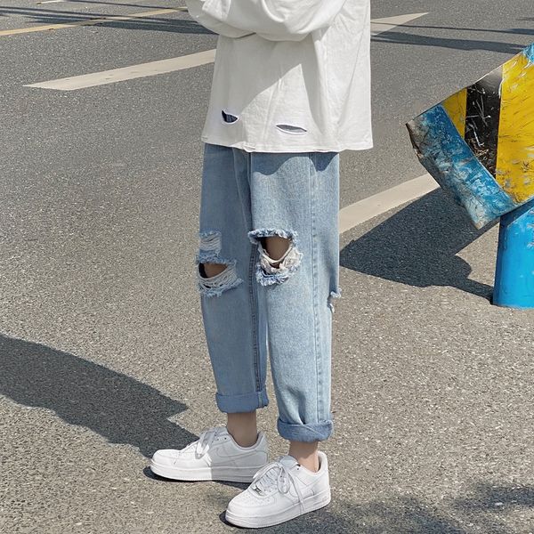 clothing jeans and jeanstrousers and jeansancient wear 2020 summer new youth fashion hole-breaking casual jeans men's loose ankle-lengt, Blue
clothing jeans and jeanstrousers and jeansancient wear 2020 summer new youth fashion hole-breaking casual jeans men's loose ankle-lengt, Blue