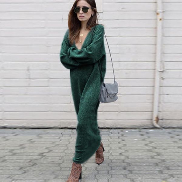 autumn winter warm knitted long sweater women solid v neck long sleeve casual loose pulover feminino, White;black
autumn winter warm knitted long sweater women solid v neck long sleeve casual loose pulover feminino, White;black