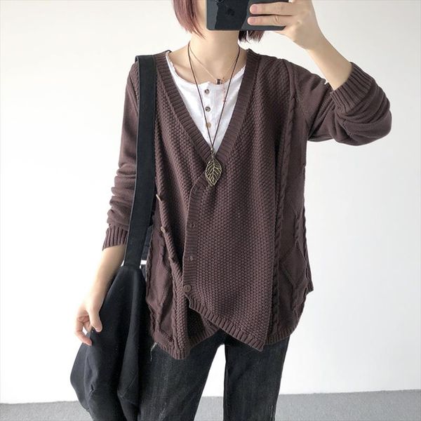 korea irregular v neck sweater autumn spring 2019 women thin loose loose long sleeve knit cardigan fashion sweater, White;black
korea irregular v neck sweater autumn spring 2019 women thin loose loose long sleeve knit cardigan fashion sweater, White;black