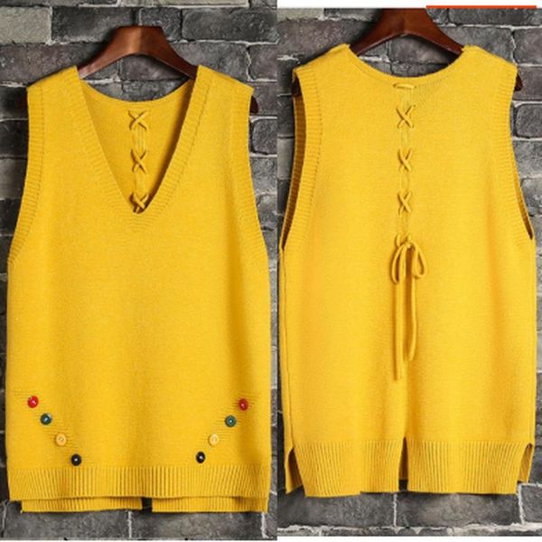 yellow blue pink buttons v-neck knitted vest women's sweater autumn and winter korean loose wild sweater vest sleeveless, Black;white
yellow blue pink buttons v-neck knitted vest women's sweater autumn and winter korean loose wild sweater vest sleeveless, Black;white