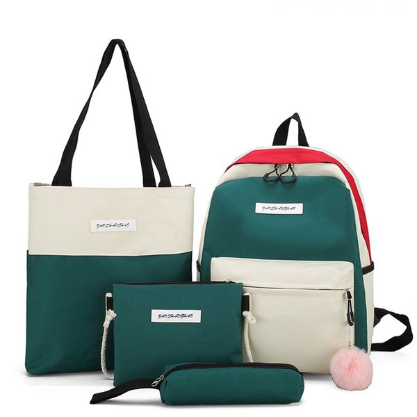 4 set school backpack for teenager girl students school bags large capacity mixed color canvas schoolbag casual shoulder bag y0125
4 set school backpack for teenager girl students school bags large capacity mixed color canvas schoolbag casual shoulder bag y0125