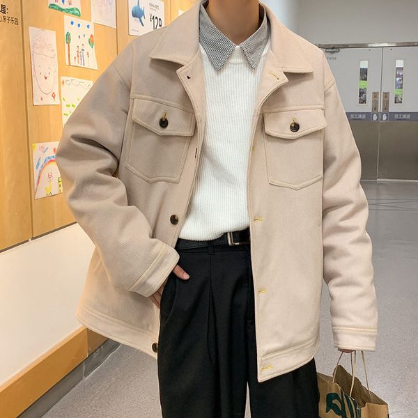 autumn short woolen coat men's fashion solid color retro casual korean style woolen coat men streetwear loose woolen jacket mens, Black
autumn short woolen coat men's fashion solid color retro casual korean style woolen coat men streetwear loose woolen jacket mens, Black