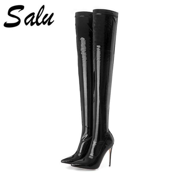 salu 2020 зимняя мода обувь женщина по размеру колена высокие кожаные сапоги сексуальный заостренный носок тонкие сапоги 34-43, Black 
salu 2020 зимняя мода обувь женщина по размеру колена высокие кожаные сапоги сексуальный заостренный носок тонкие сапоги 34-43, Black