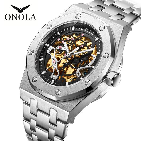 chic business sports hollow automatic mechanical watch men waterproof watch with steel strap watcheswristwatches, Slivery;brown
chic business sports hollow automatic mechanical watch men waterproof watch with steel strap watcheswristwatches, Slivery;brown