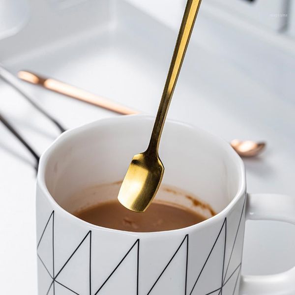 spoons golden coffee spoon stainless steel dessert long handle flatware drinking tools kitchen gadget 
spoons golden coffee spoon stainless steel dessert long handle flatware drinking tools kitchen gadget