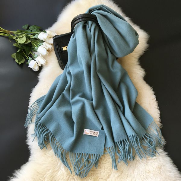 classic high-end pure wool scarf winter women cashmere dual-purpose large solid color long thickened warm shawl, Blue;gray
classic high-end pure wool scarf winter women cashmere dual-purpose large solid color long thickened warm shawl, Blue;gray