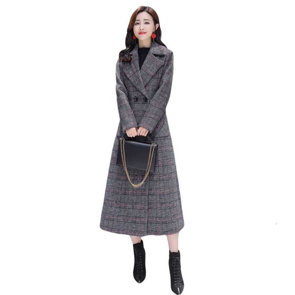 2019 plaid female long section slim temperament houndstooth autumn and winter korean women's woolen coat tide, Black
2019 plaid female long section slim temperament houndstooth autumn and winter korean women's woolen coat tide, Black