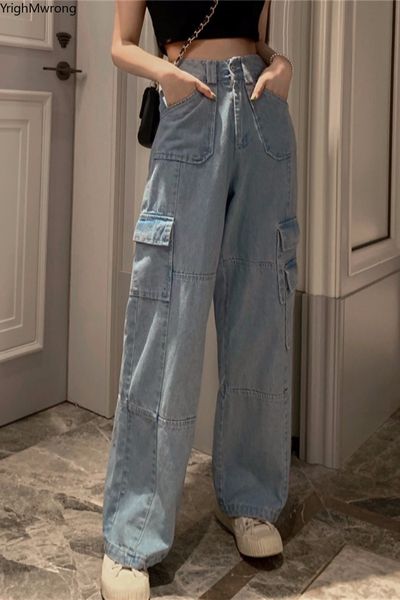 high waist loose straight side big pocket cargo fashion boyfriend pant women jean korean denim summer baggy streetwear vintage, Blue
high waist loose straight side big pocket cargo fashion boyfriend pant women jean korean denim summer baggy streetwear vintage, Blue