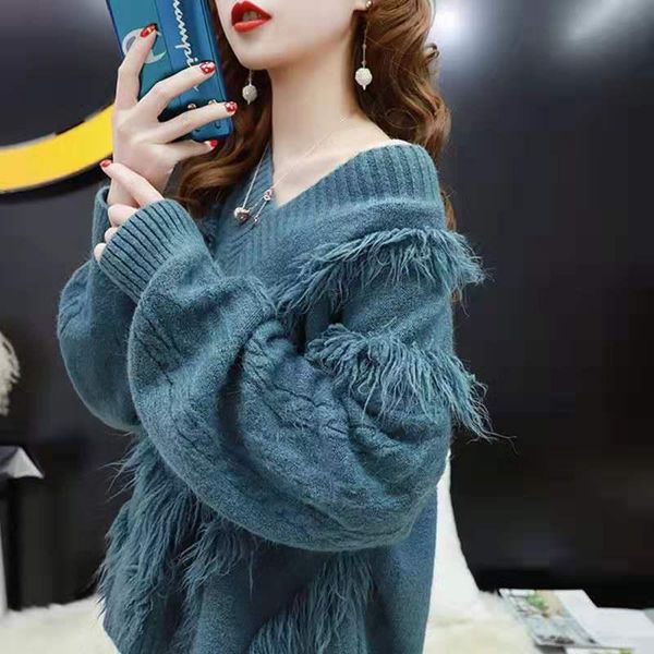 women's sweaters knitted sweater pullover 2021 autumn/winter korean version of the loose casual v-neck retro punk, White;black
women's sweaters knitted sweater pullover 2021 autumn/winter korean version of the loose casual v-neck retro punk, White;black