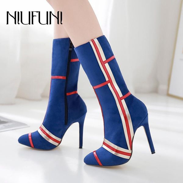 new mid-calf women's boots stiletto heel high heels flock zipper boots pointy toe ladies shoes party ladies comfort, Black
new mid-calf women's boots stiletto heel high heels flock zipper boots pointy toe ladies shoes party ladies comfort, Black