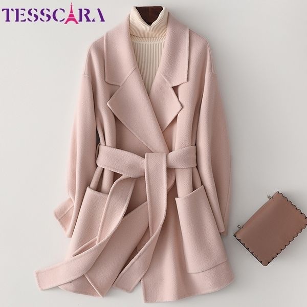 tesscara women winter elegant wool blend basic jacket coat female pink cashmere belt jackets outerwear & coats 201103, Black
tesscara women winter elegant wool blend basic jacket coat female pink cashmere belt jackets outerwear & coats 201103, Black