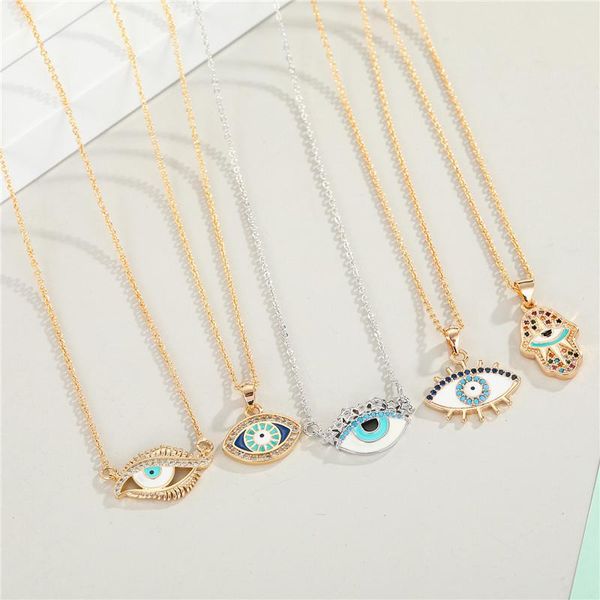 1pc new bohemian colorful zircon turkish eye necklace for women vintage punk crystal fatima hand choker clavicle chain jewelry, Silver
1pc new bohemian colorful zircon turkish eye necklace for women vintage punk crystal fatima hand choker clavicle chain jewelry, Silver