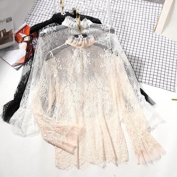 lace see-through women blouse summer ruffled neck butterfly sleeve ladies flower back shirts night club 0.07, White
lace see-through women blouse summer ruffled neck butterfly sleeve ladies flower back shirts night club 0.07, White