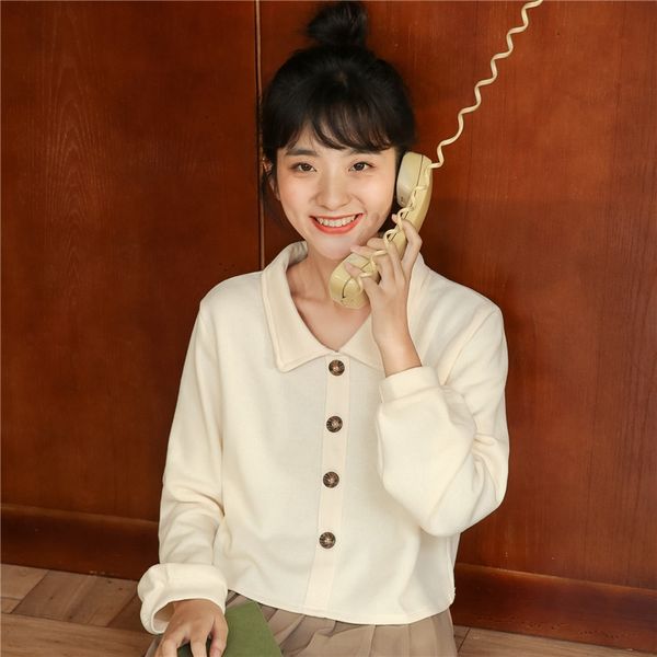 korean version of simple academic polo small lapel single breasted loose sleeve white sweater pullover pullover in autumn and winter 2020 vq, Black
korean version of simple academic polo small lapel single breasted loose sleeve white sweater pullover pullover in autumn and winter 2020 vq, Black