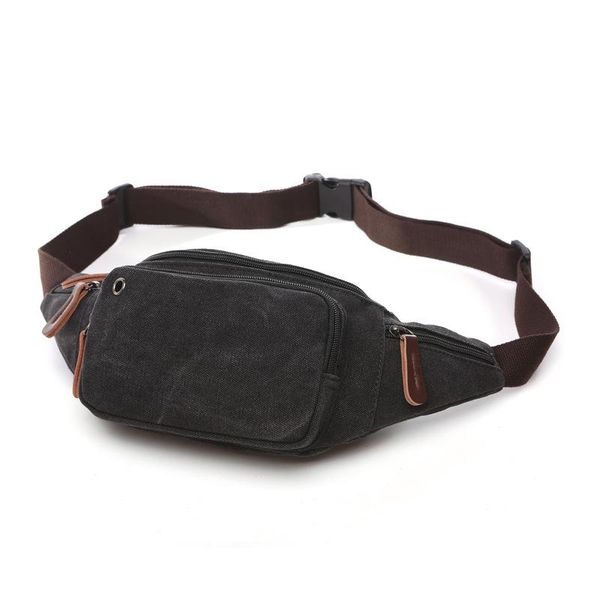 men's and women's fashion trend leisure bag solid horizontal square canvas waist bag