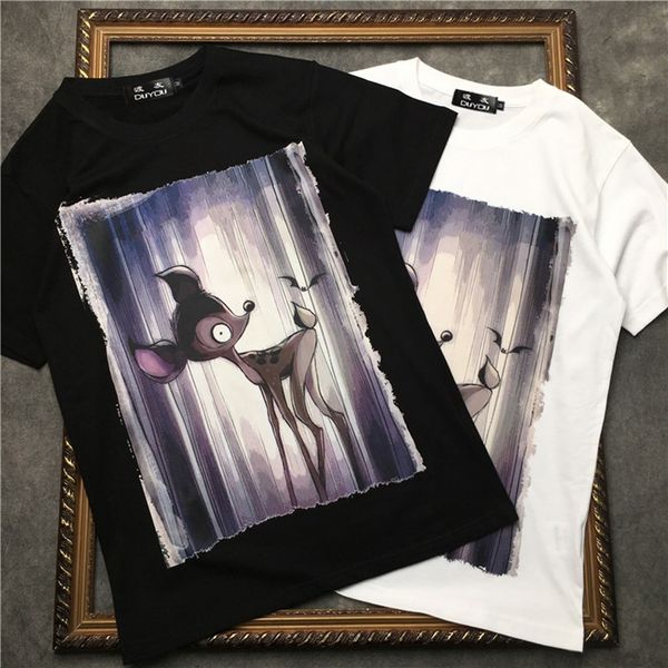 short sleeve t-shirt male new round neck cotton print tshirt loose men summer trend clothing 26o9, White;black
short sleeve t-shirt male new round neck cotton print tshirt loose men summer trend clothing 26o9, White;black