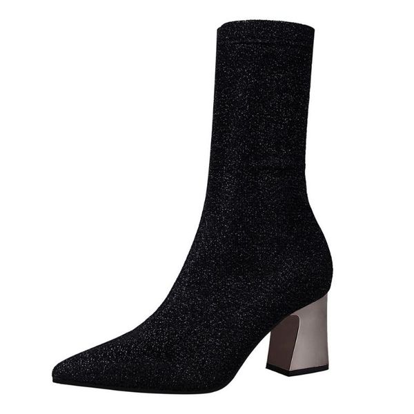 boots meriahzheng slim nightclub short tube women's thick heel high pointed sequined cloth shiny ds-336-2, Black
boots meriahzheng slim nightclub short tube women's thick heel high pointed sequined cloth shiny ds-336-2, Black