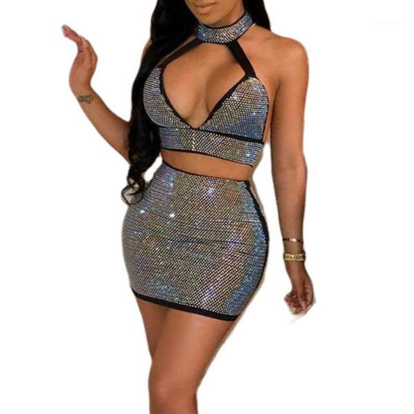 women fancy vest crop +wrapped skirt 2pcs rhinestone crystals shinny backless slim summer club streetwear clothes outfit1, Gray
women fancy vest crop +wrapped skirt 2pcs rhinestone crystals shinny backless slim summer club streetwear clothes outfit1, Gray
