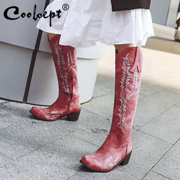 boots coolcept knee high for women round toe embroidery thick heels shoes zipper winter warm footwear size 33-45, Black
boots coolcept knee high for women round toe embroidery thick heels shoes zipper winter warm footwear size 33-45, Black