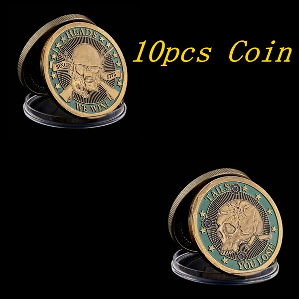 10pcs 1775 heads we win tails you lose skull gold plated commemorative challenge coin
10pcs 1775 heads we win tails you lose skull gold plated commemorative challenge coin