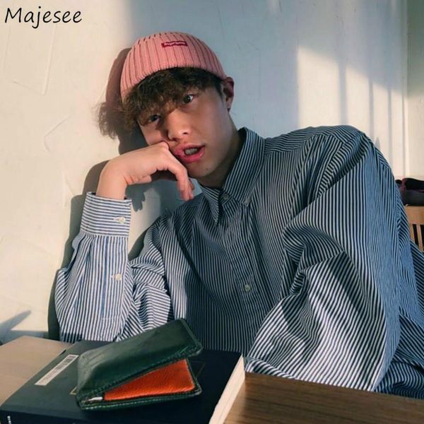 men's casual shirts men striped blue all-match loose korean style mens simple ins streetwear leisure male outwear ulzzang harajku retro, White;black
men's casual shirts men striped blue all-match loose korean style mens simple ins streetwear leisure male outwear ulzzang harajku retro, White;black