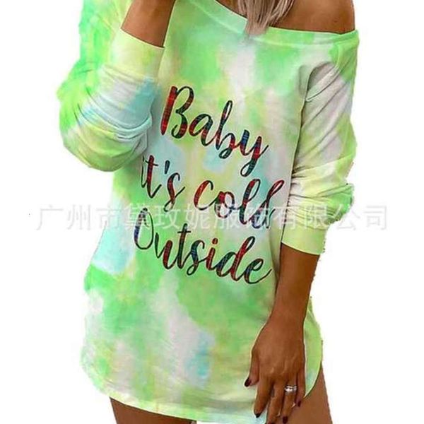 autumn 2020 tie dyed printed drs long t-shirt, Black;gray