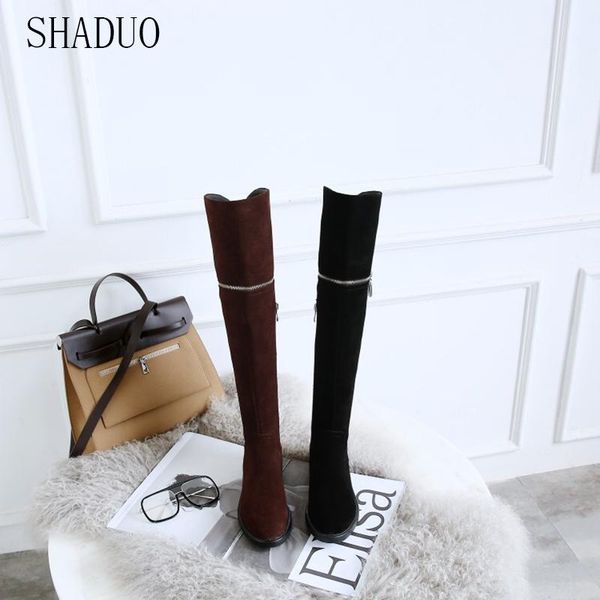 2020 shaduo winter new leather zipper stitching high boots comfortable non-slip flat-bottomed pointed boots knight, Black
2020 shaduo winter new leather zipper stitching high boots comfortable non-slip flat-bottomed pointed boots knight, Black