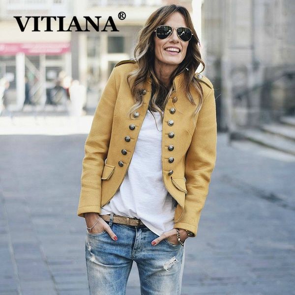 vitiana women casual blazers autumn female solid yellow buttons turtleneck office work blazer ladies fashion ol coats y200107, White;black
vitiana women casual blazers autumn female solid yellow buttons turtleneck office work blazer ladies fashion ol coats y200107, White;black