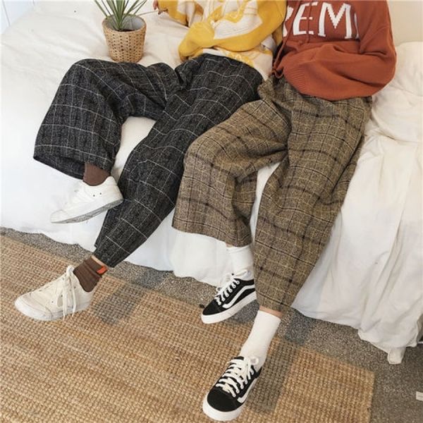 oceanlove harajuku plaid pants women vintage lace up ankle-length high waist pants autumn winter wide leg trousers 13026 201113, Black;white
oceanlove harajuku plaid pants women vintage lace up ankle-length high waist pants autumn winter wide leg trousers 13026 201113, Black;white
