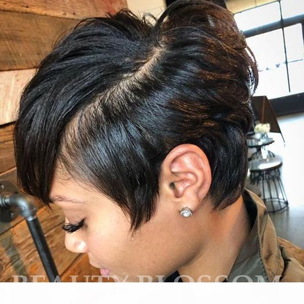 human hair short pixie chic cut natural black human hair wigs glueless none lace wig virgin brazilian short human hair wig, Black;brown 
human hair short pixie chic cut natural black human hair wigs glueless none lace wig virgin brazilian short human hair wig, Black;brown