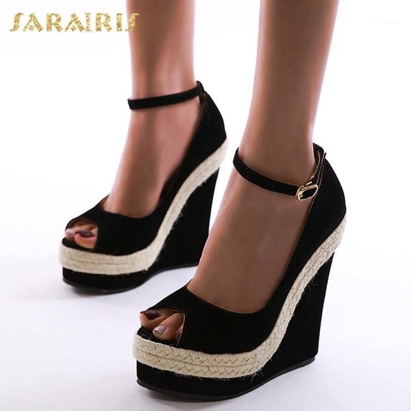 sandals sarairis 2021 design buckle strap party shoes women pumps female platform wedge high heels peep toe summer woman1, Black 
sandals sarairis 2021 design buckle strap party shoes women pumps female platform wedge high heels peep toe summer woman1, Black
