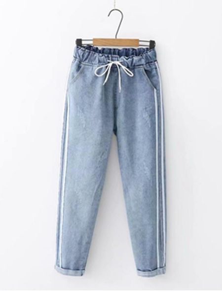 women's jeans pretty summer casual women side stripe boyfriend girls baggy drawstring elastic waist denim pants -2xl, Blue
women's jeans pretty summer casual women side stripe boyfriend girls baggy drawstring elastic waist denim pants -2xl, Blue