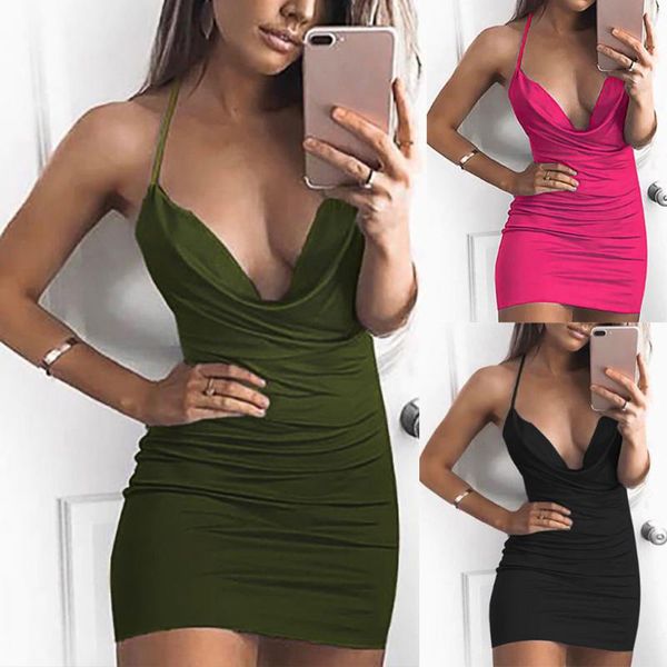 casual dresses summer women bodycon mini dress backless sleeveless elegant evening party club halter slim vestido robe, Black;gray
casual dresses summer women bodycon mini dress backless sleeveless elegant evening party club halter slim vestido robe, Black;gray