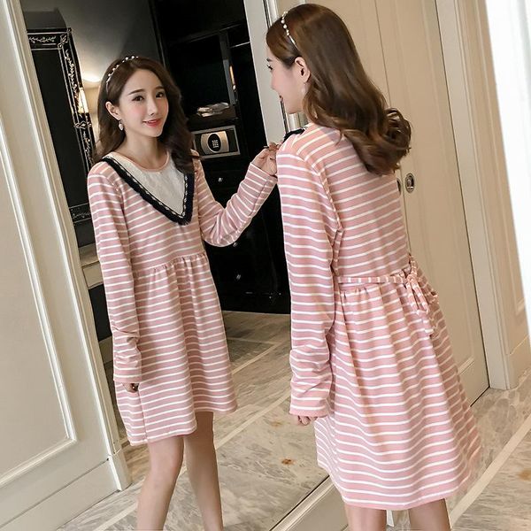 maternity dresses autumn clothing style korean-style long sleeve pregnant women dress stripes nursing clothes, White
maternity dresses autumn clothing style korean-style long sleeve pregnant women dress stripes nursing clothes, White
