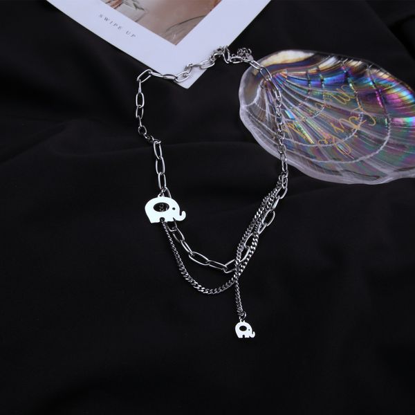 little elephant long double layer sweater chain simple titanium steel necklace pendant, Silver
little elephant long double layer sweater chain simple titanium steel necklace pendant, Silver