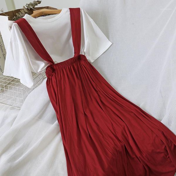 women's summer clothing two-piece dress with strap matching sets1, White
women's summer clothing two-piece dress with strap matching sets1, White