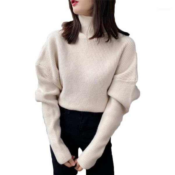 women sweater 2021 new autumn and winter retro loose turtleneck knitted pullover long sleeve female ns24301, White;black
women sweater 2021 new autumn and winter retro loose turtleneck knitted pullover long sleeve female ns24301, White;black